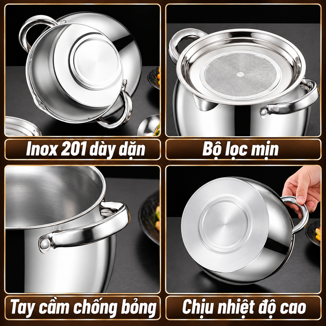 Âu Đựng Mỡ Dung Tích 2500ml Chất liệu Inox